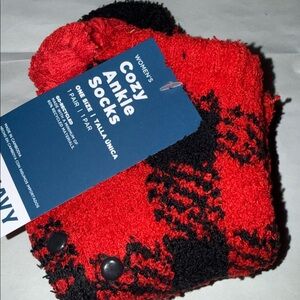 Old Navy Red and Black Plaid Ankle Socks